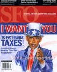 Cover of SF&O Magazine featuring Uncle Sam Obama illustration. Also featured on inside page full page.