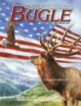 Cover illustration for Bugle Magazine, special issue for the troops. Publication of the Rocky Mountain Elk Foundation.