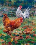 "Cuttalossa Roosters" award-winning watercolor and pastel